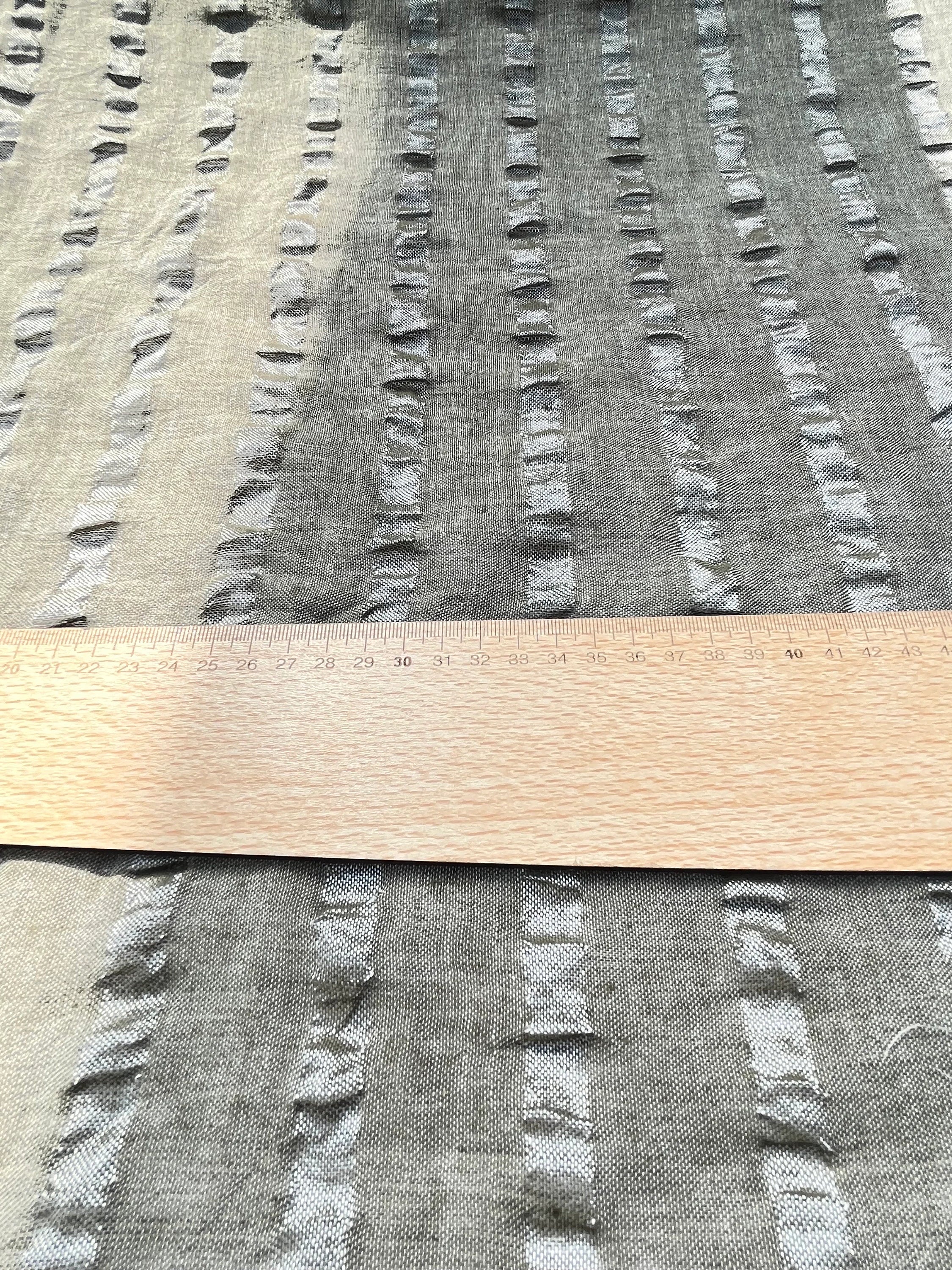 Linen Silk Blend Striped Fabric.