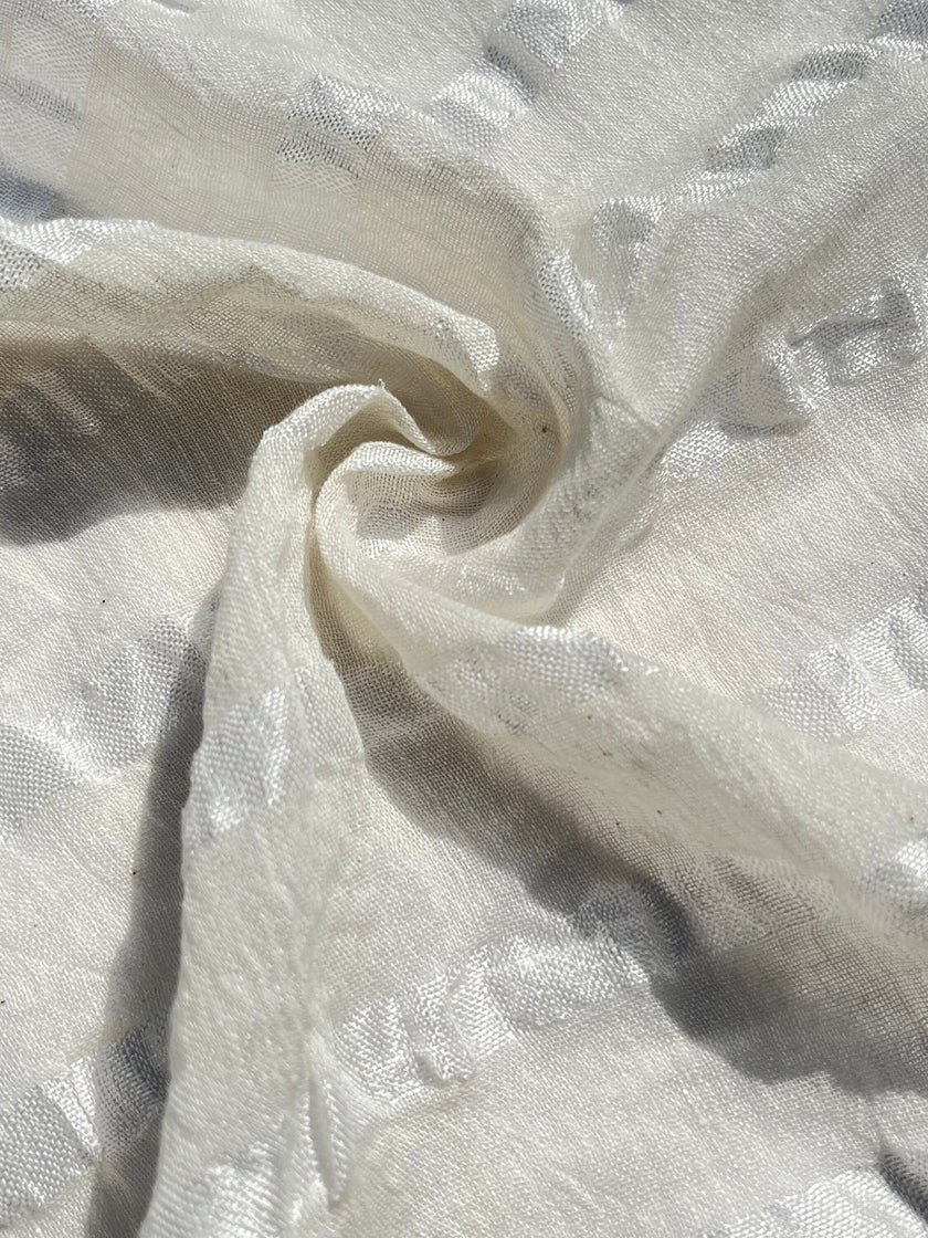 Linen Silk Blend Striped Fabric.