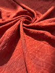 Brick Red Cotton Summer Fabric With Geometric Pattern.