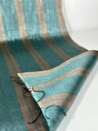 Silver Blue Stripes Silk Moire Home Textile Interior Fabrics, Watermark Pattern.