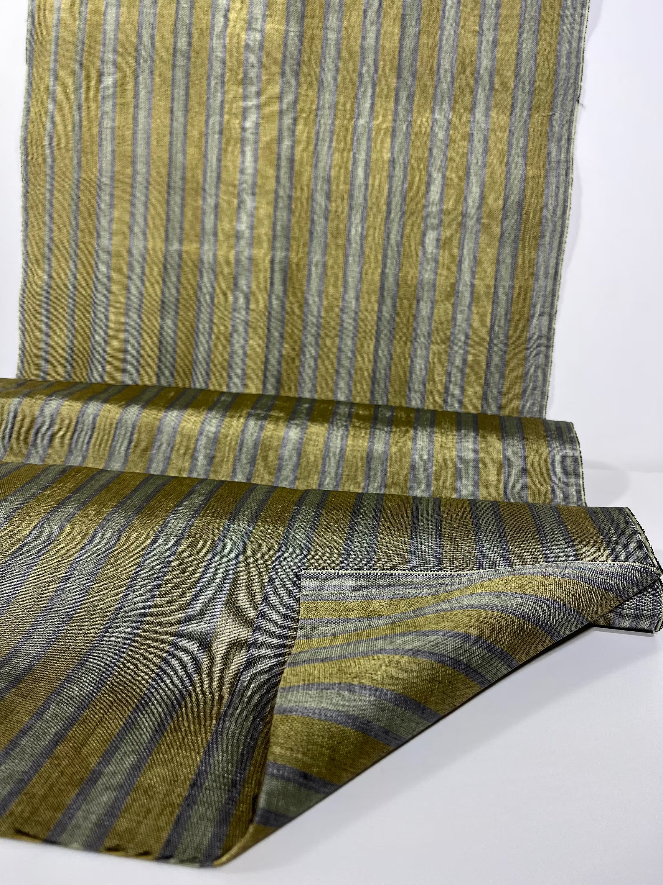 Gold Striped Luxurious Silk Watermark Patterned Fabric.