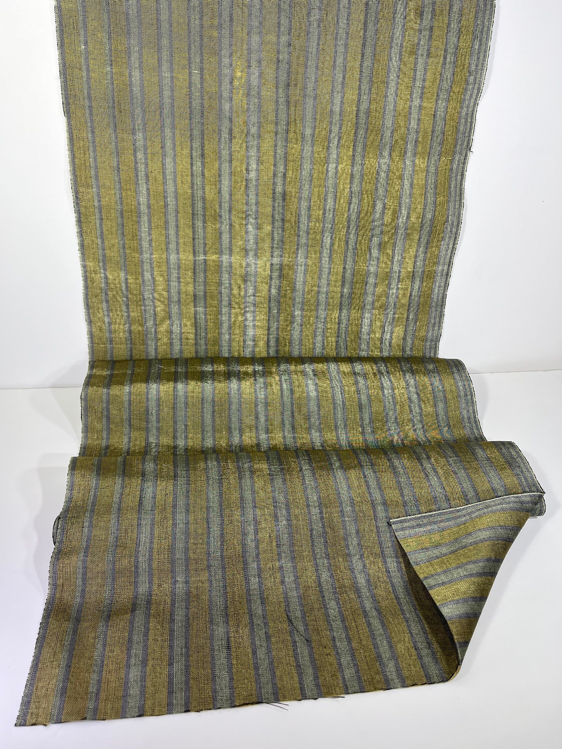 Gold Striped Luxurious Silk Watermark Patterned Fabric.
