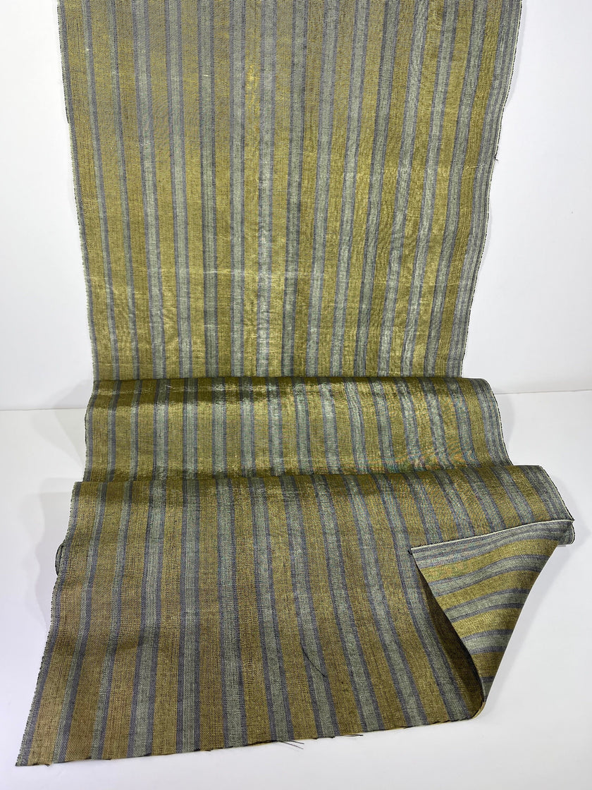 Gold Striped Luxurious Silk Watermark Patterned Fabric.
