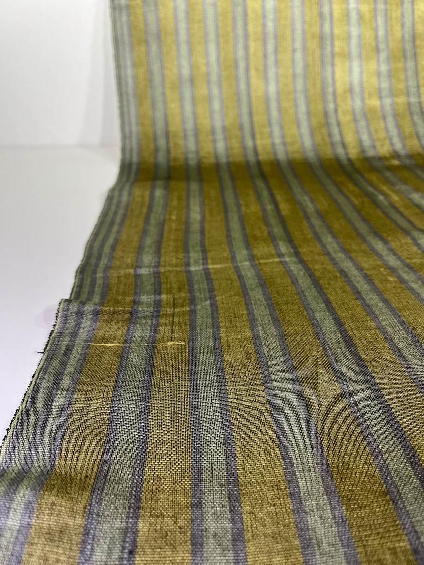 Gold Striped Luxurious Silk Watermark Patterned Fabric.