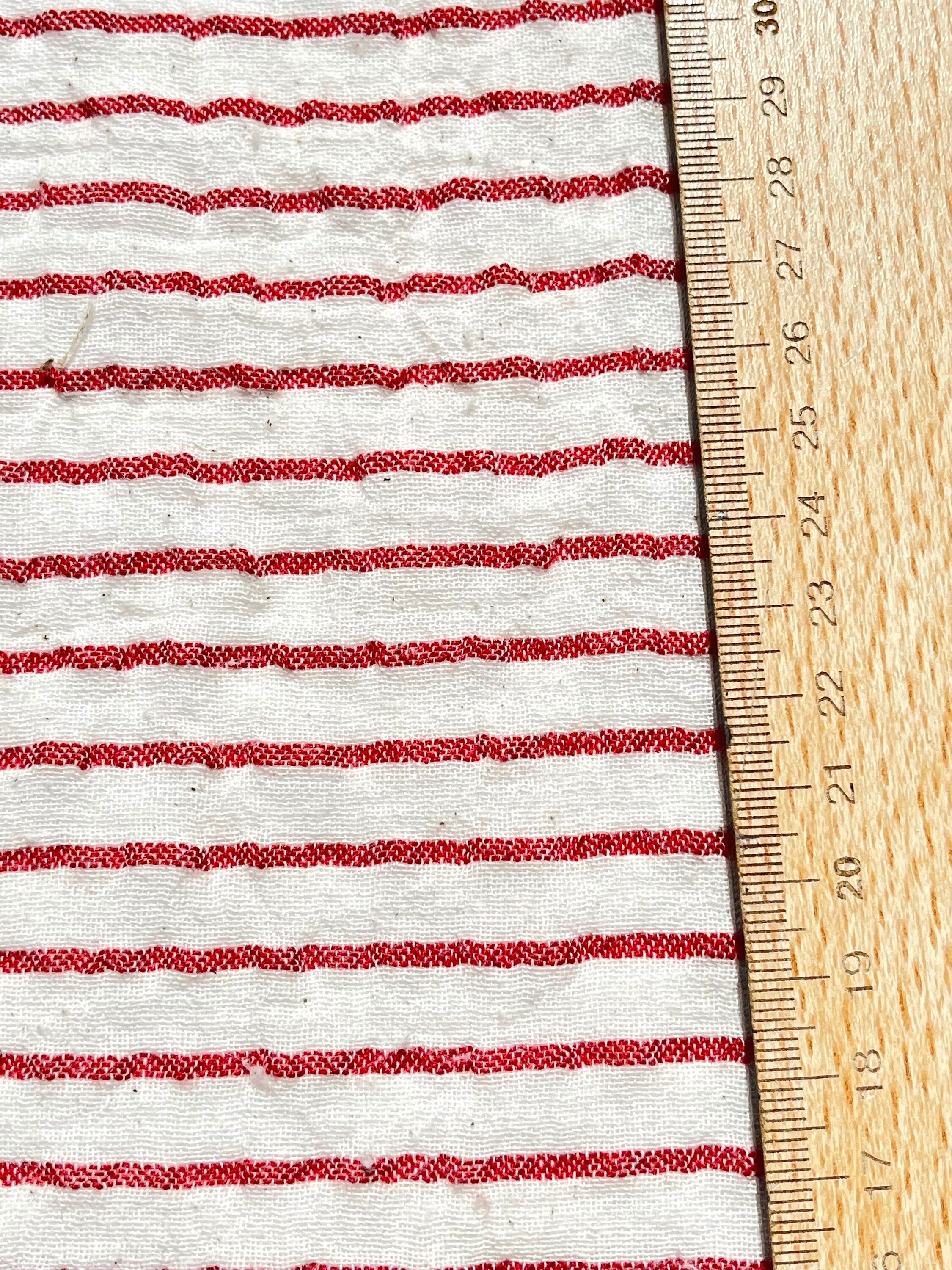 Red Striped Neutral Organic Cotton Fabric By The Meter