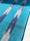 Blue Ikat Silk Moire Home Textile Interior Fabrics, Watermark Patterns.