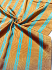Bronze Blue Stripes Silk Moire Home Textile Interior Fabrics, Watermark Pattern.