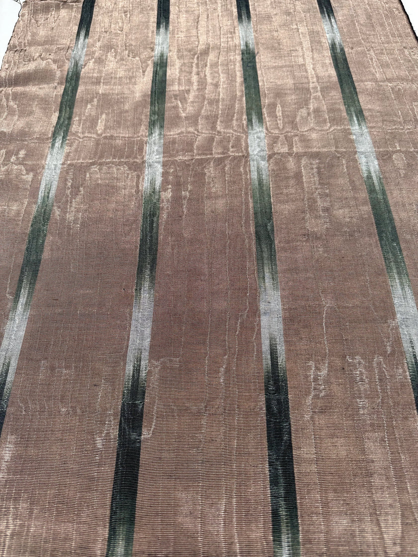 Bronze Ikat Silk Moire Home Textile Interior Fabrics, Watermark Patterns.