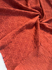 Brick Red Cotton Summer Fabric With Geometric Pattern.