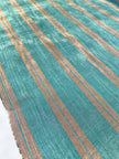 Silver Blue Stripes Silk Moire Home Textile Interior Fabrics, Watermark Pattern.