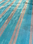 Silver Blue Stripes Silk Moire Home Textile Interior Fabrics, Watermark Pattern.