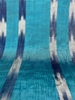 Blue Ikat Silk Moire Home Textile Interior Fabrics, Watermark Patterns.