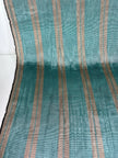 Silver Blue Stripes Silk Moire Home Textile Interior Fabrics, Watermark Pattern.