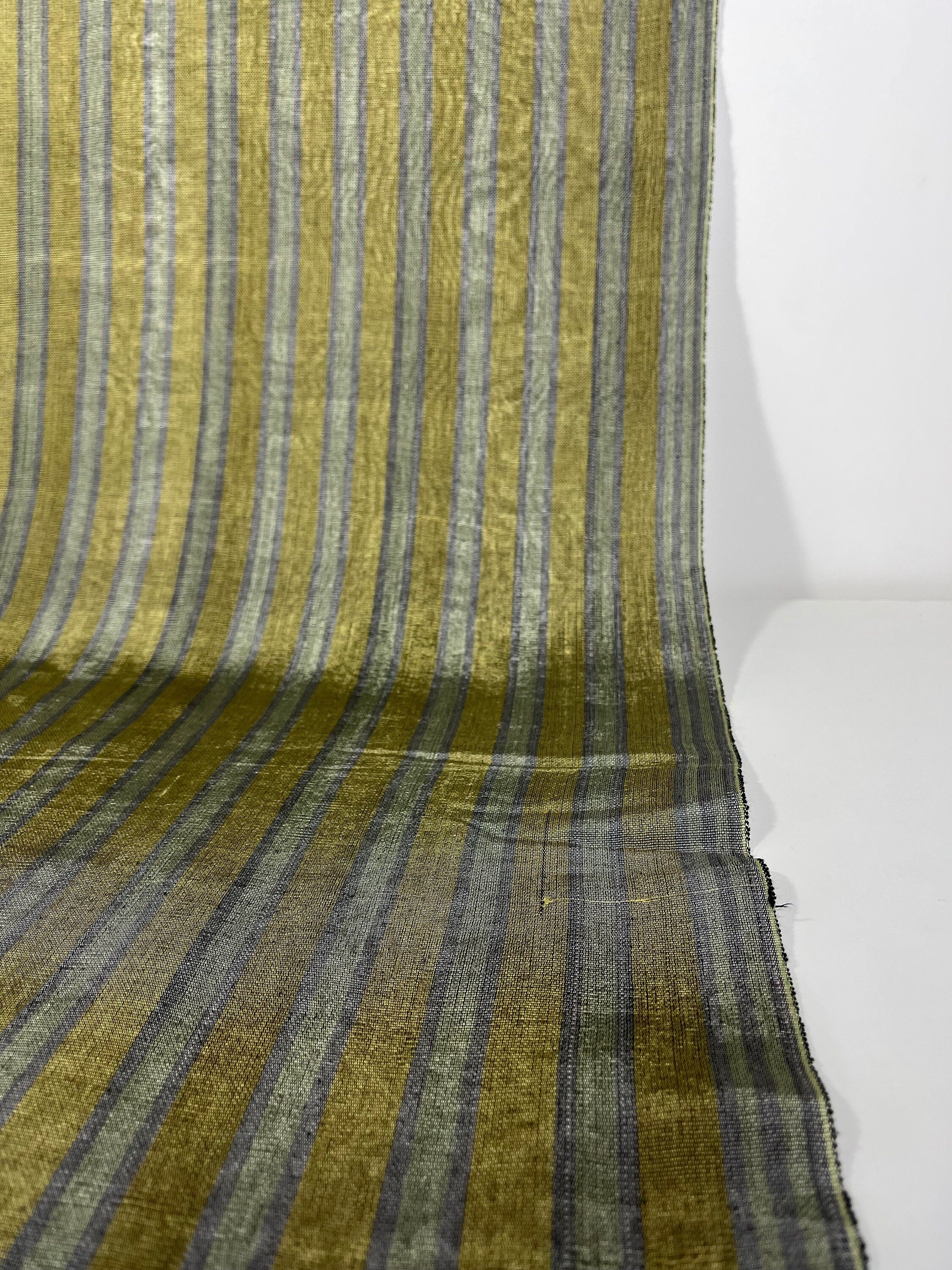 Gold Striped Luxurious Silk Watermark Patterned Fabric.