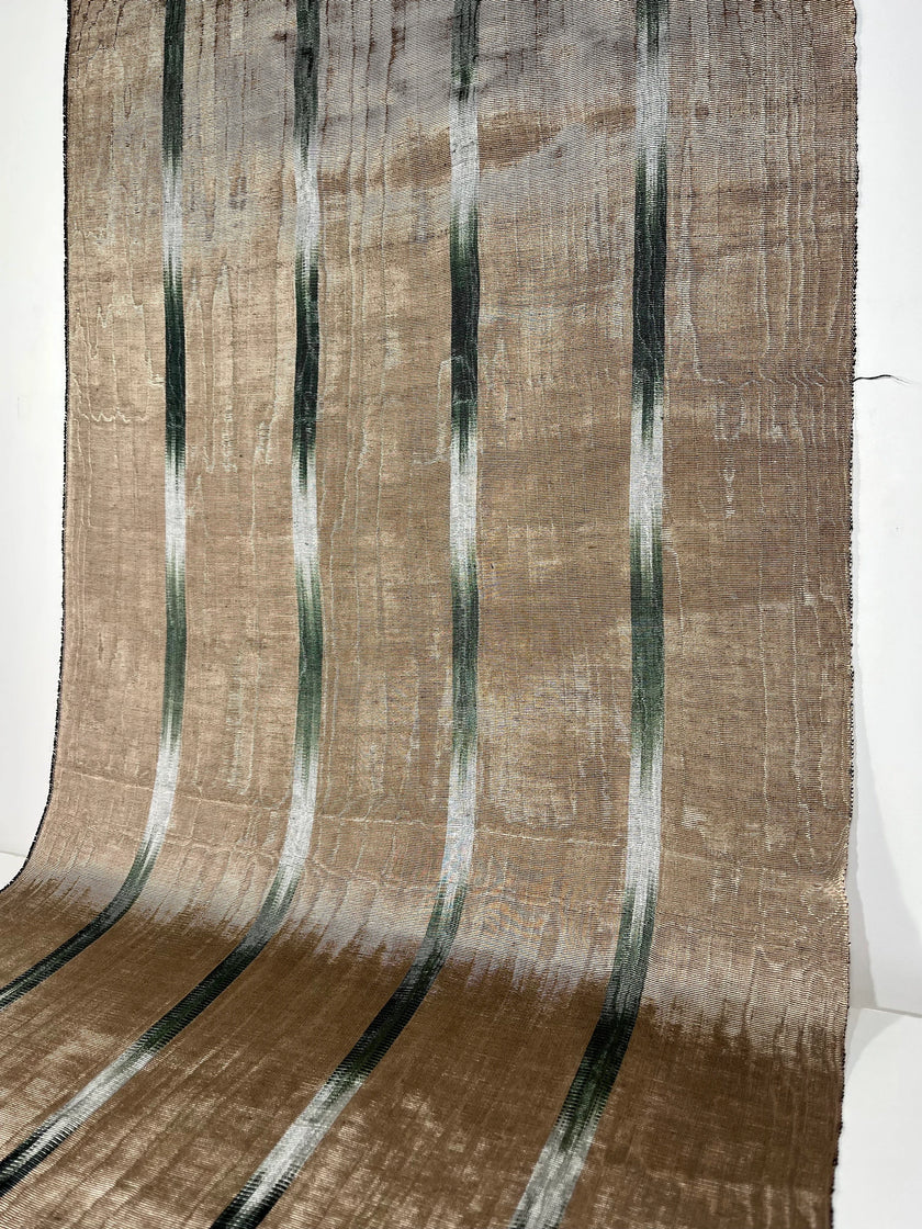 Bronze Ikat Silk Moire Home Textile Interior Fabrics, Watermark Patterns.