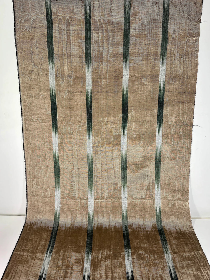 Bronze Ikat Silk Moire Home Textile Interior Fabrics, Watermark Patterns.