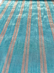 Silver Blue Stripes Silk Moire Home Textile Interior Fabrics, Watermark Pattern.