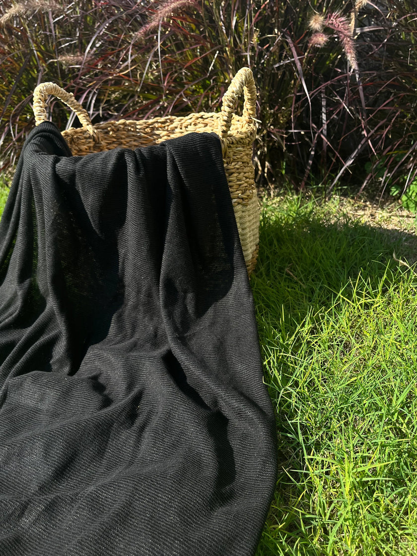 Linen Knit Jersey Fabric, Open Weave Semi Sheer.