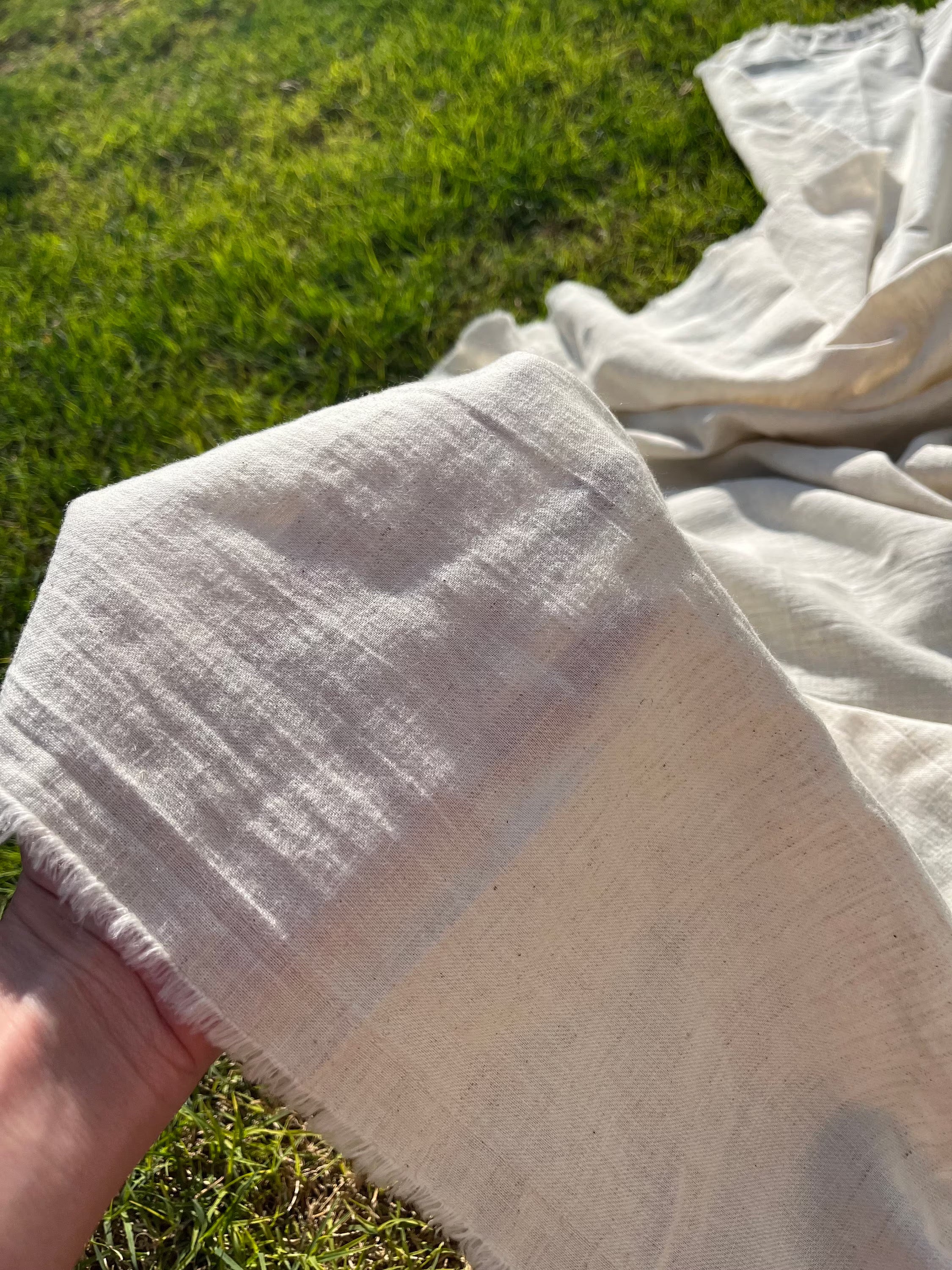 Neutral Unbleached Linen Organic Cotton Blended Fabric By The Meter.