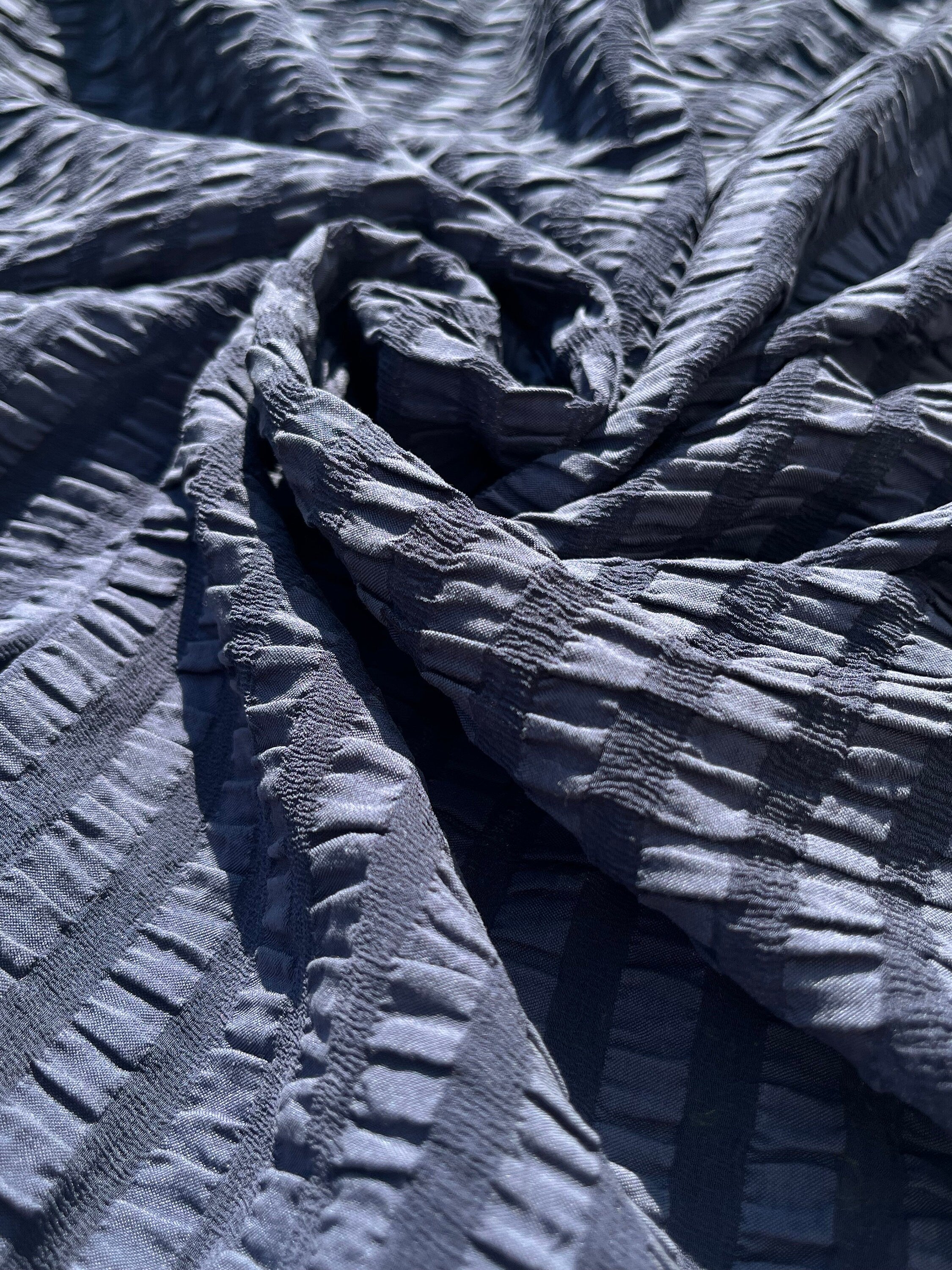 Luxury stretchy silk fabric, seersucker.