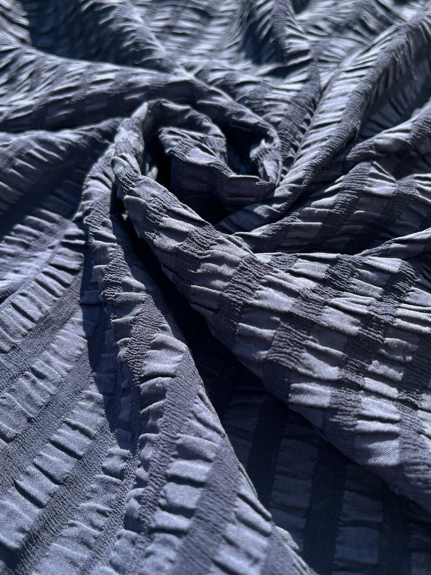 Luxury stretchy silk fabric, seersucker.
