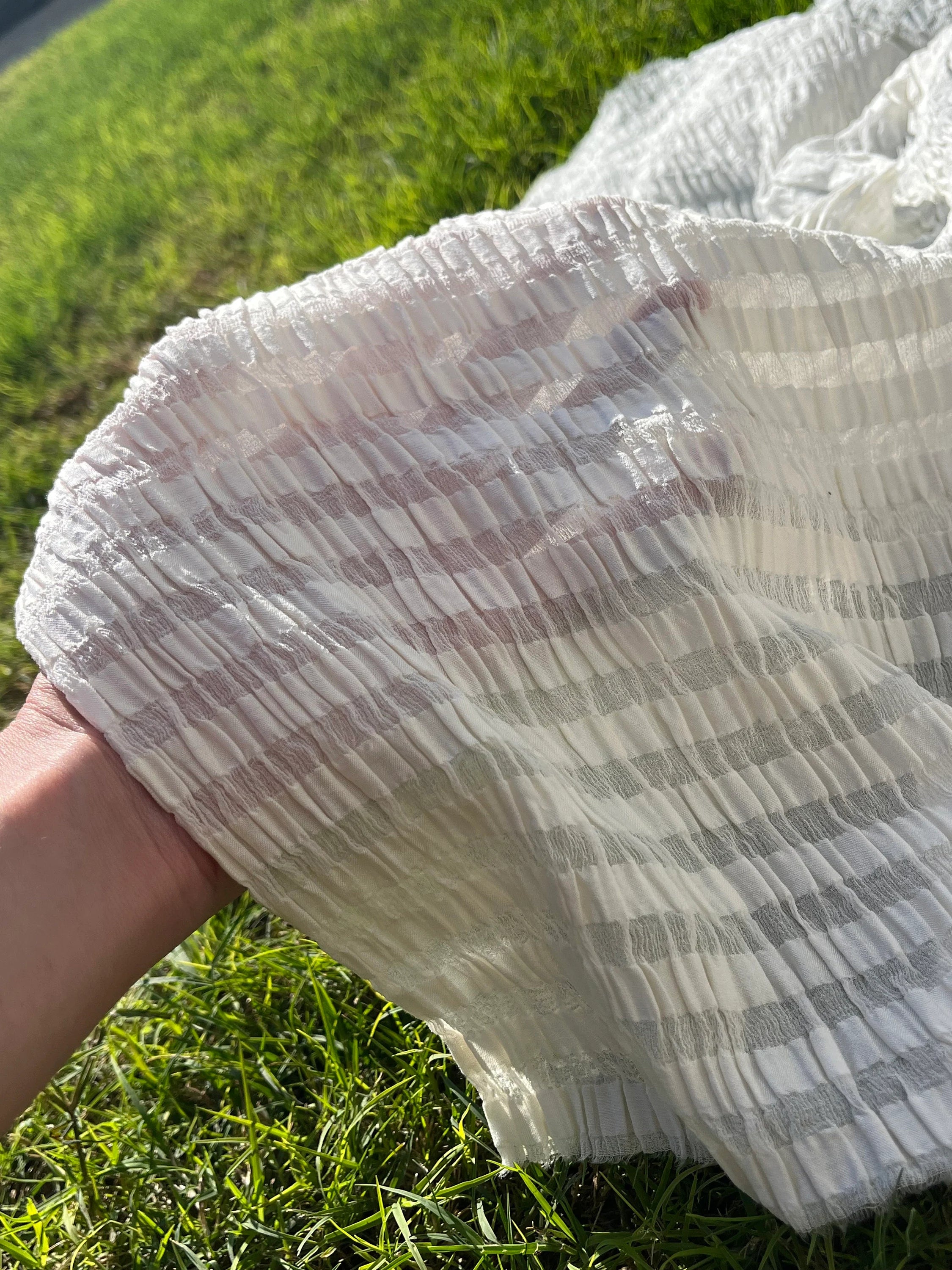 Luxury stretchy silk fabric, seersucker.
