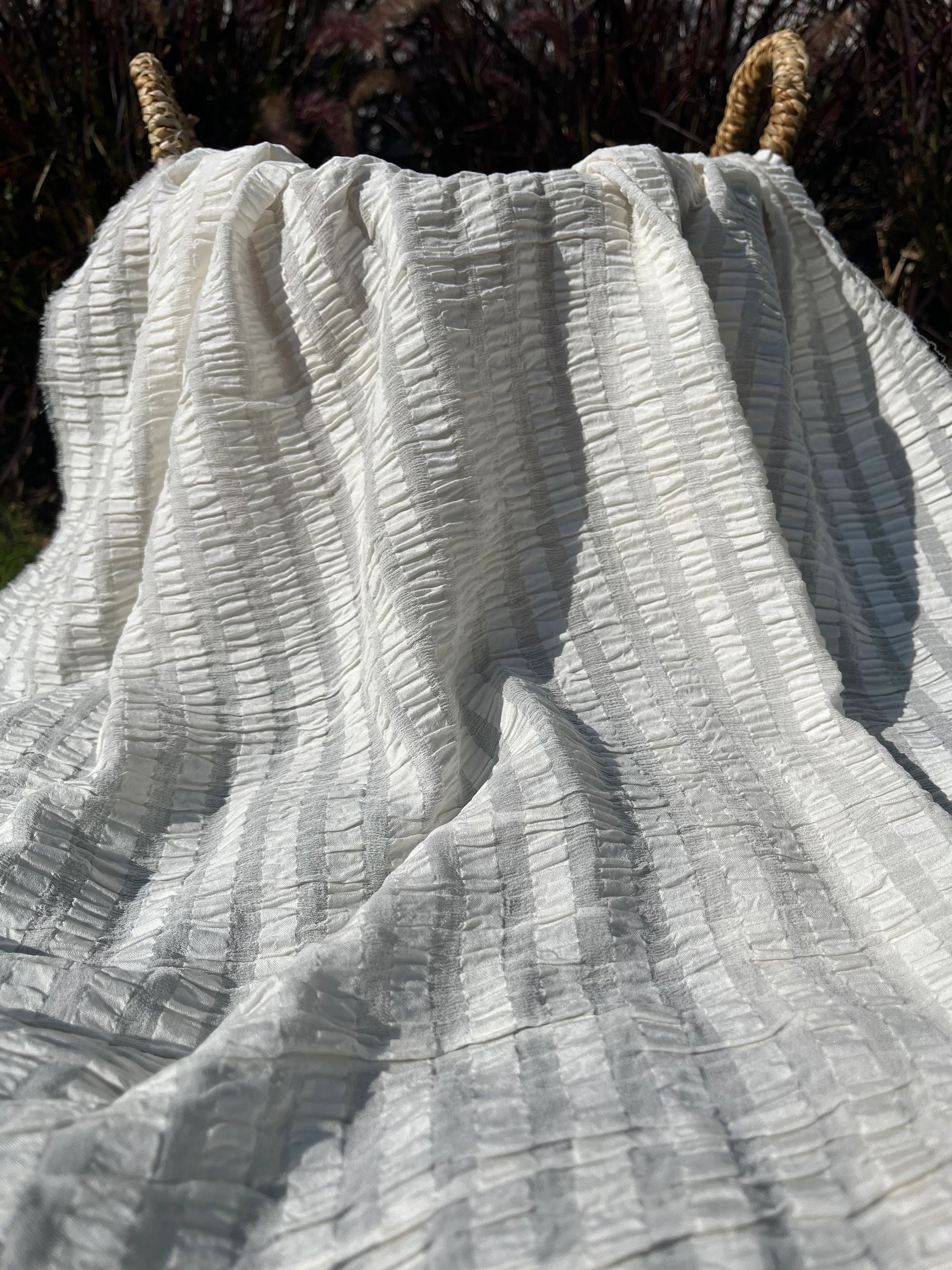 Luxury stretchy silk fabric, seersucker.
