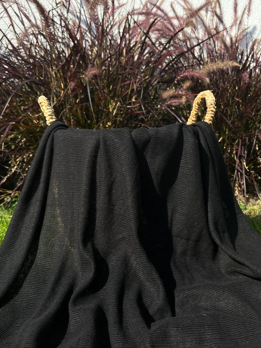 Linen Knit Jersey Fabric, Open Weave Semi Sheer.