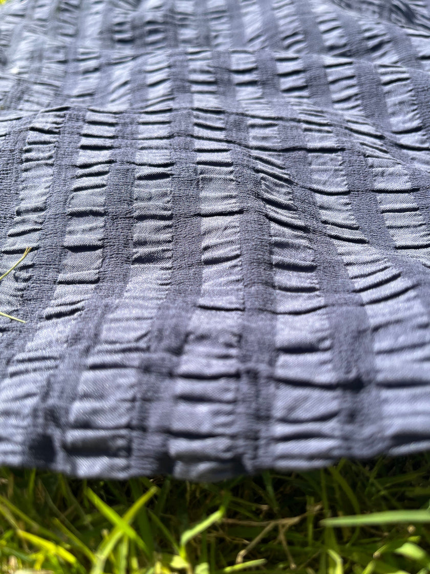Luxury stretchy silk fabric, seersucker.