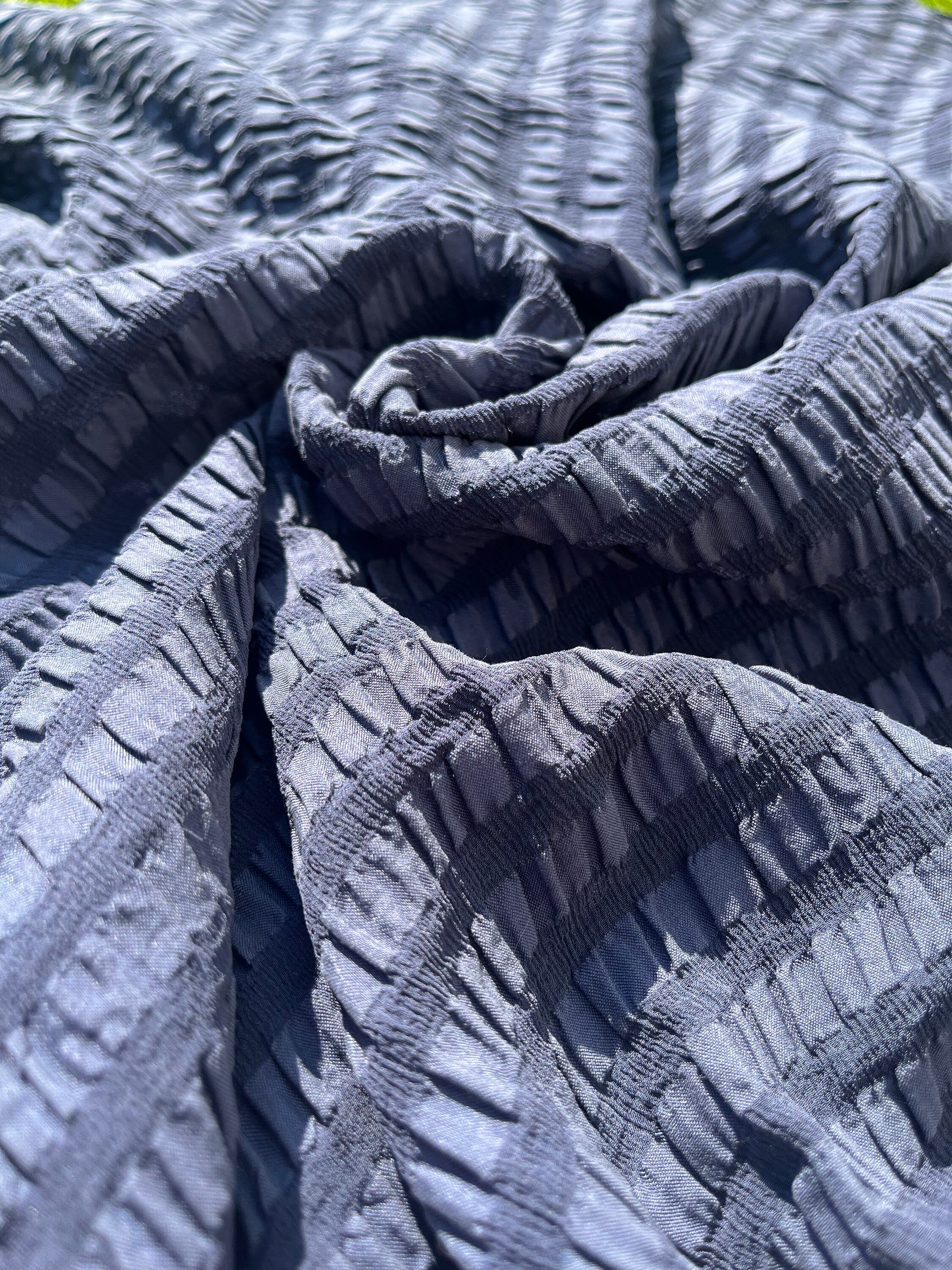 Luxury stretchy silk fabric, seersucker.