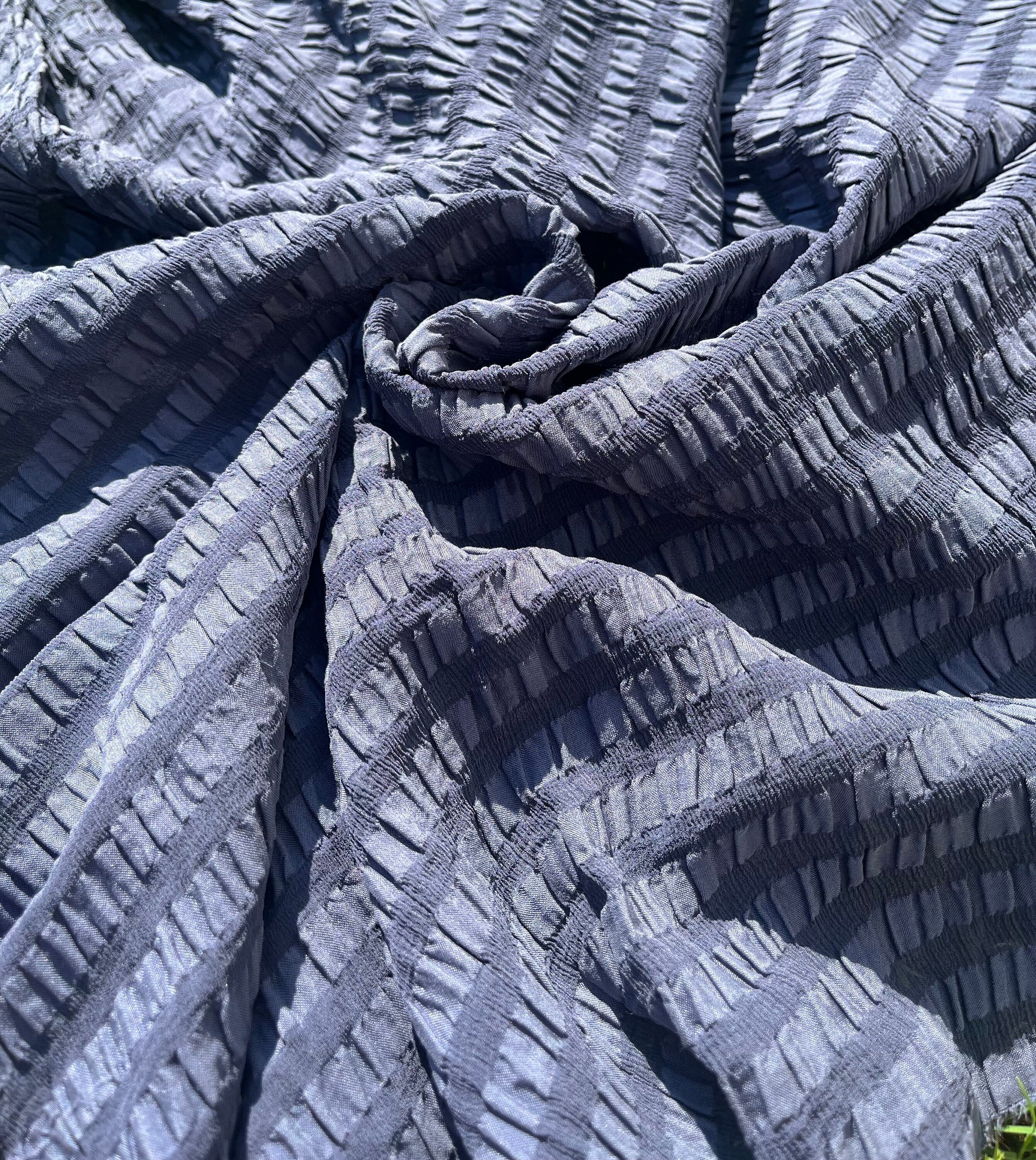 Luxury stretchy silk fabric, seersucker.