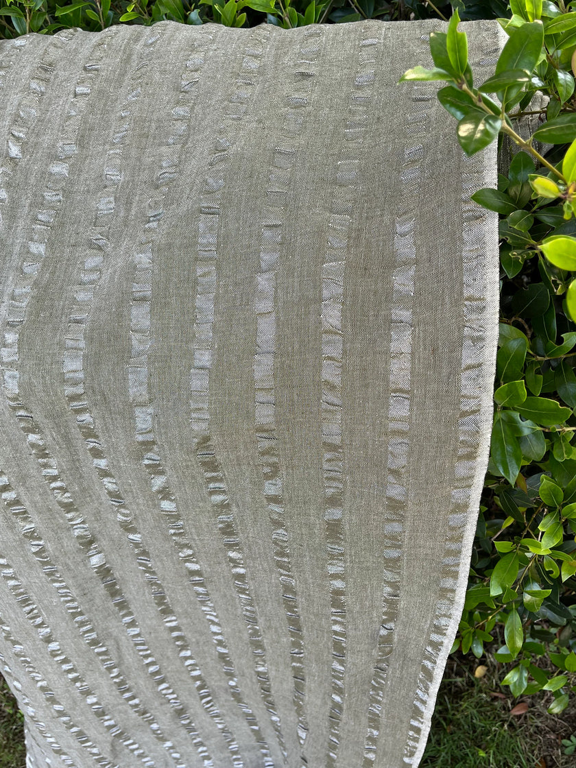 Linen Silk Blend Striped Fabric.