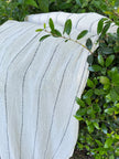 Cotton Open Weave Gauze, Sheer & Stretchy Black - White Stripes.
