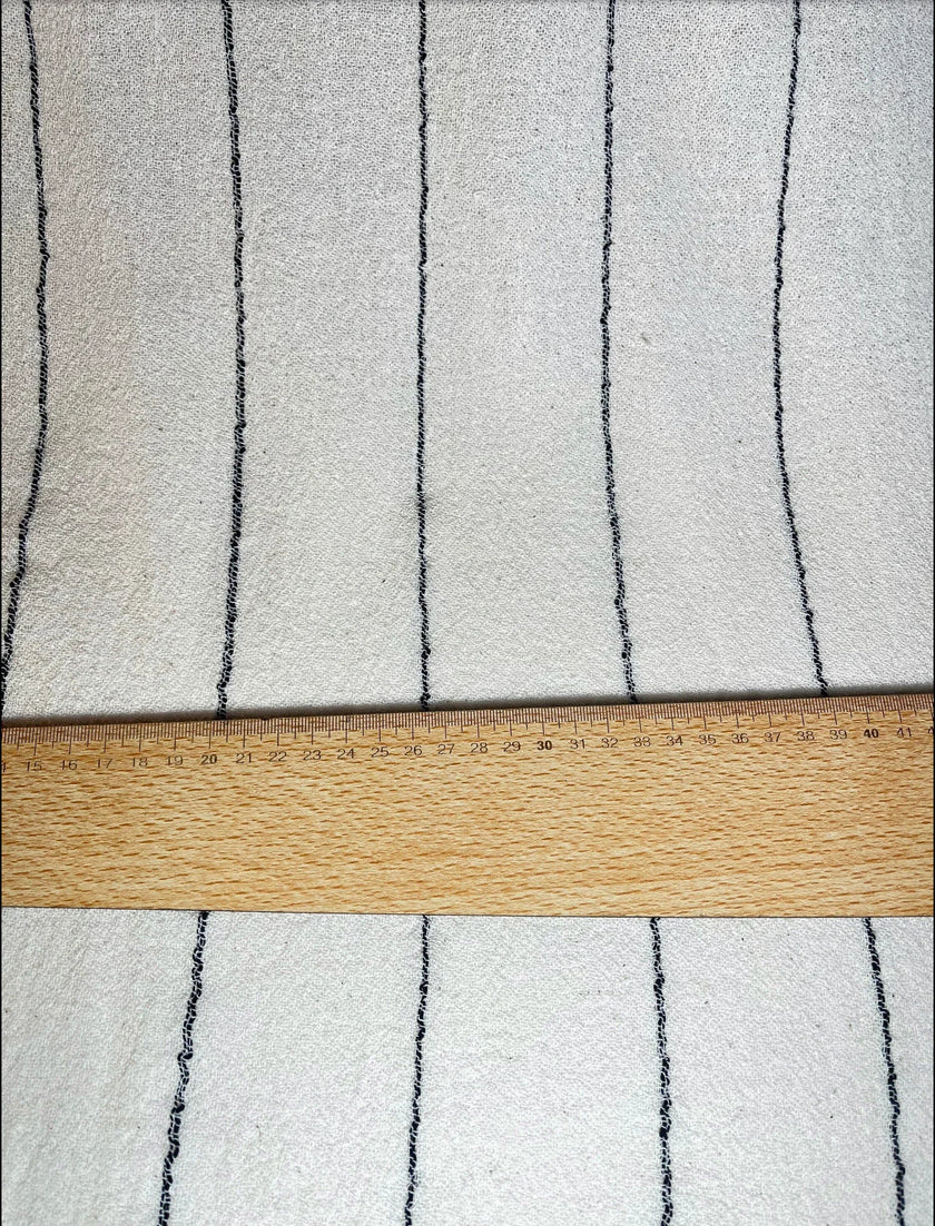 Cotton Open Weave Gauze, Sheer & Stretchy Black - White Stripes.