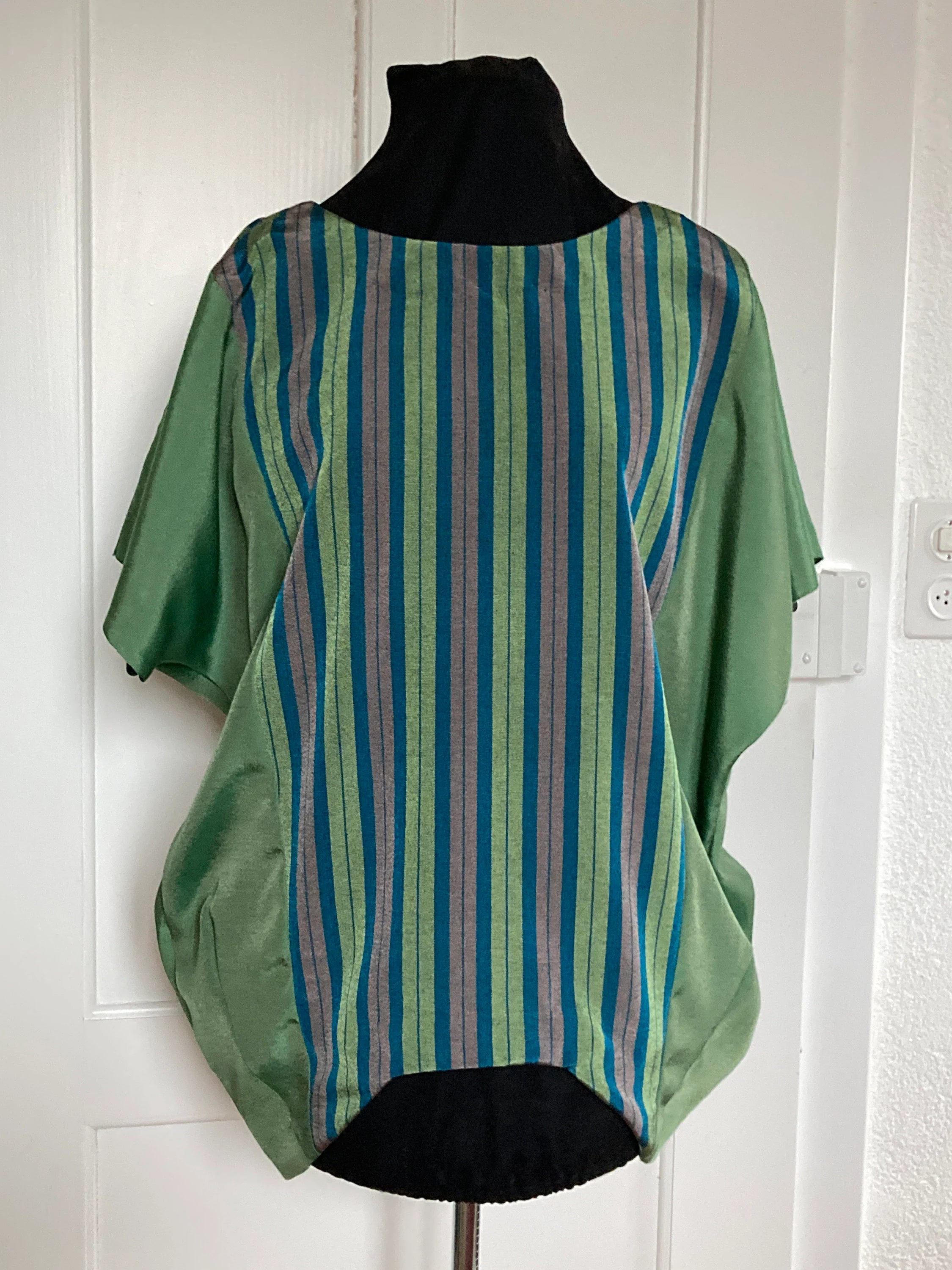 Green Striped Silk  Home Textile Interior Fabrics.