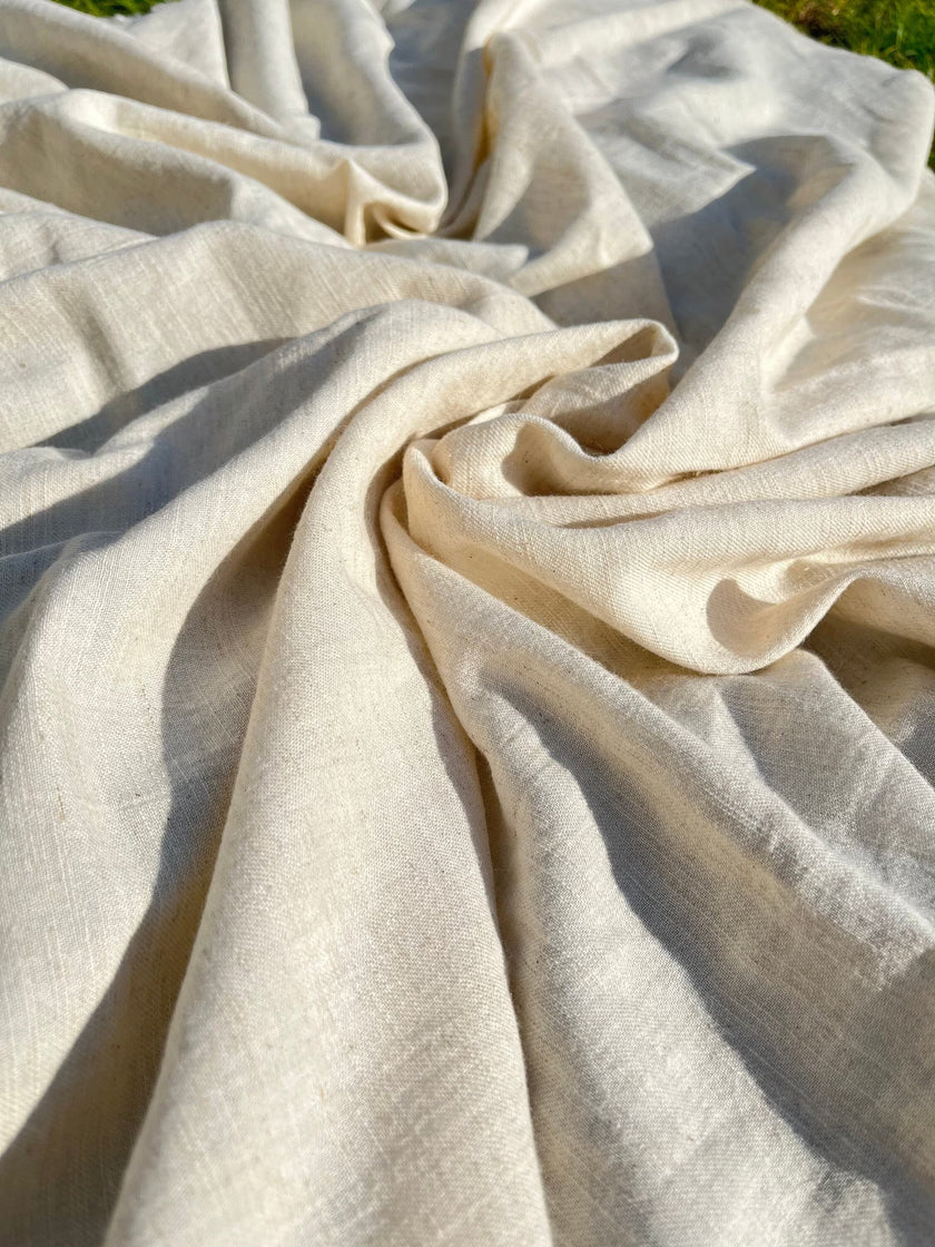 Neutral Unbleached Linen Organic Cotton Blended Fabric By The Meter.