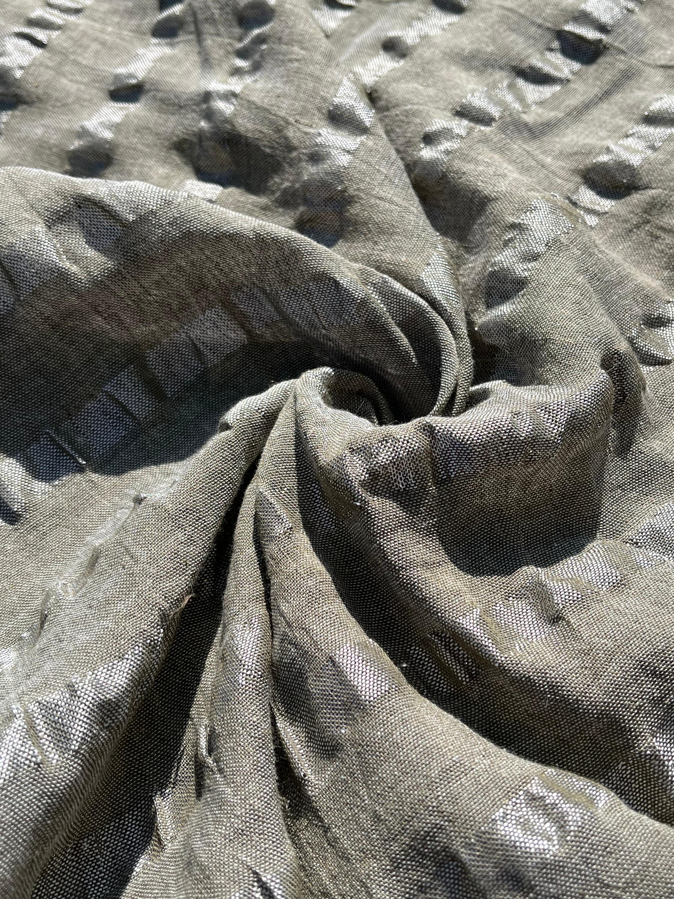 Linen Silk Blend Striped Fabric.