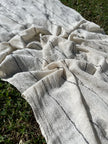 Cotton Open Weave Gauze, Sheer & Stretchy Black - White Stripes.