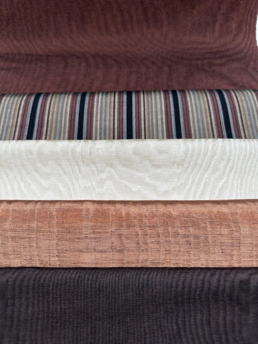 Brown Silk Moire Home Textile Interior Fabrics Watermark Pattern.