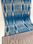Ikat Silver Blue Striped Silk Home Textile Interior Fabrics Moire, Watermark Pattern.