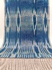 Ikat Silver Blue Striped Silk Home Textile Interior Fabrics Moire, Watermark Pattern.
