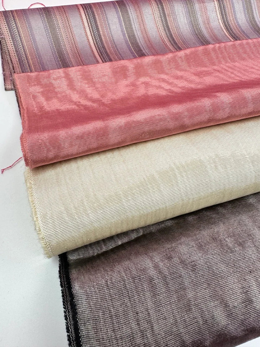 Salmon Pink Silk Fabric, Silk By The Yard. Watermark Pattern