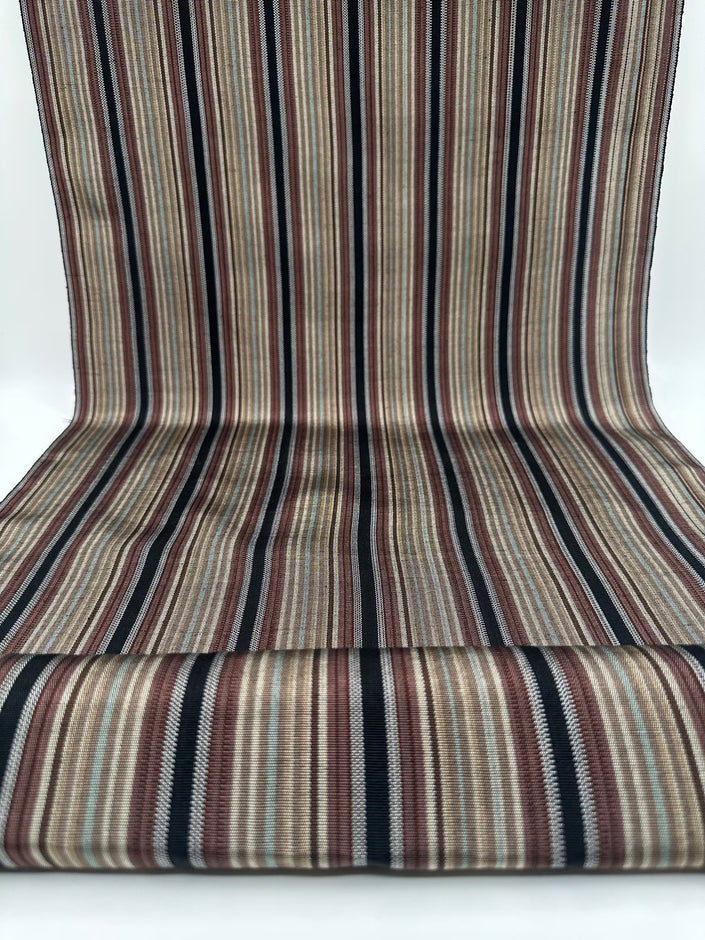 Brown Black Striped Silk Fabric, Kutnu Fabric By The Meter.