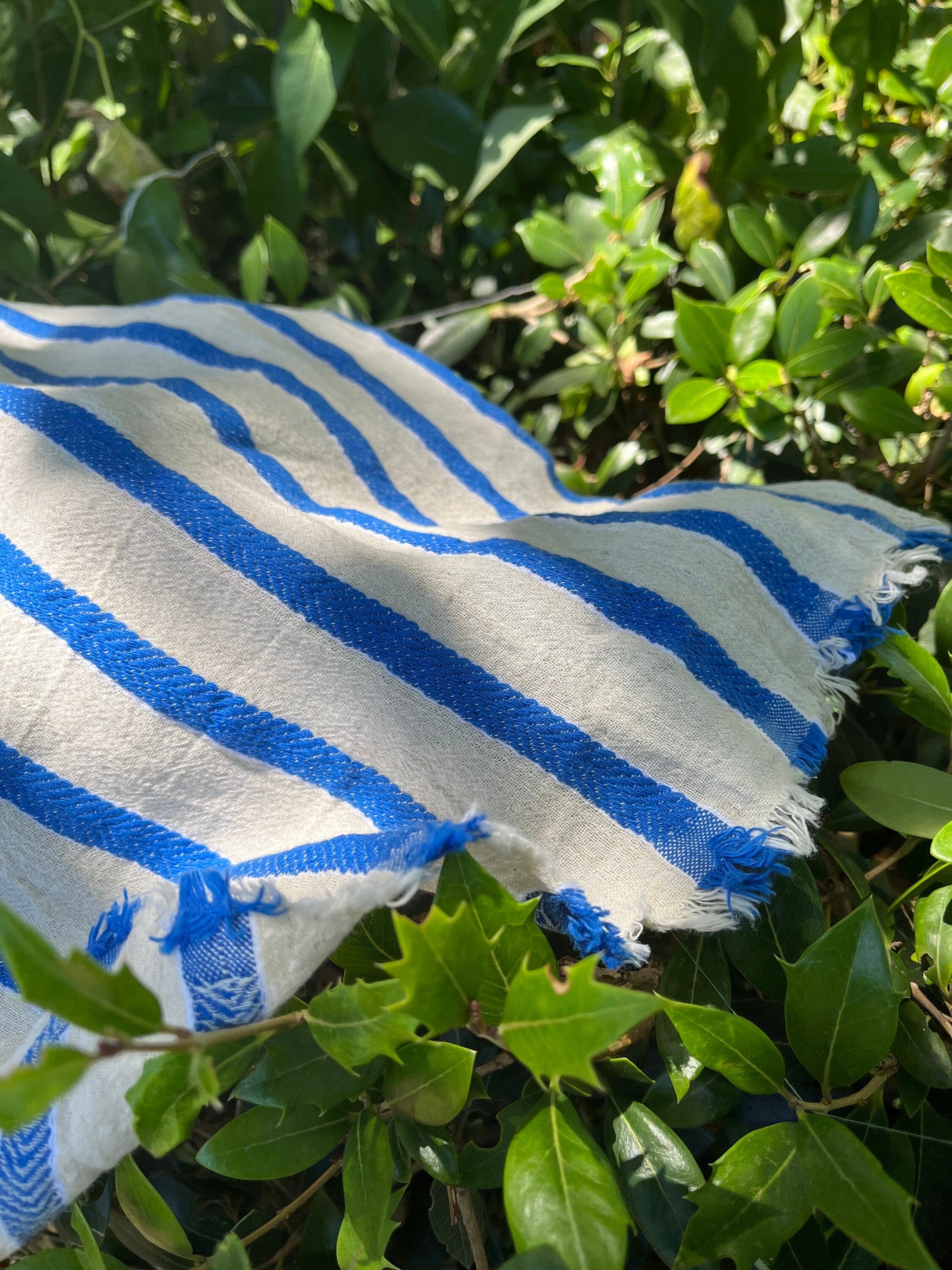 Striped Cotton Semi Sheer Fabric, Unbleached Lightweight Natural.