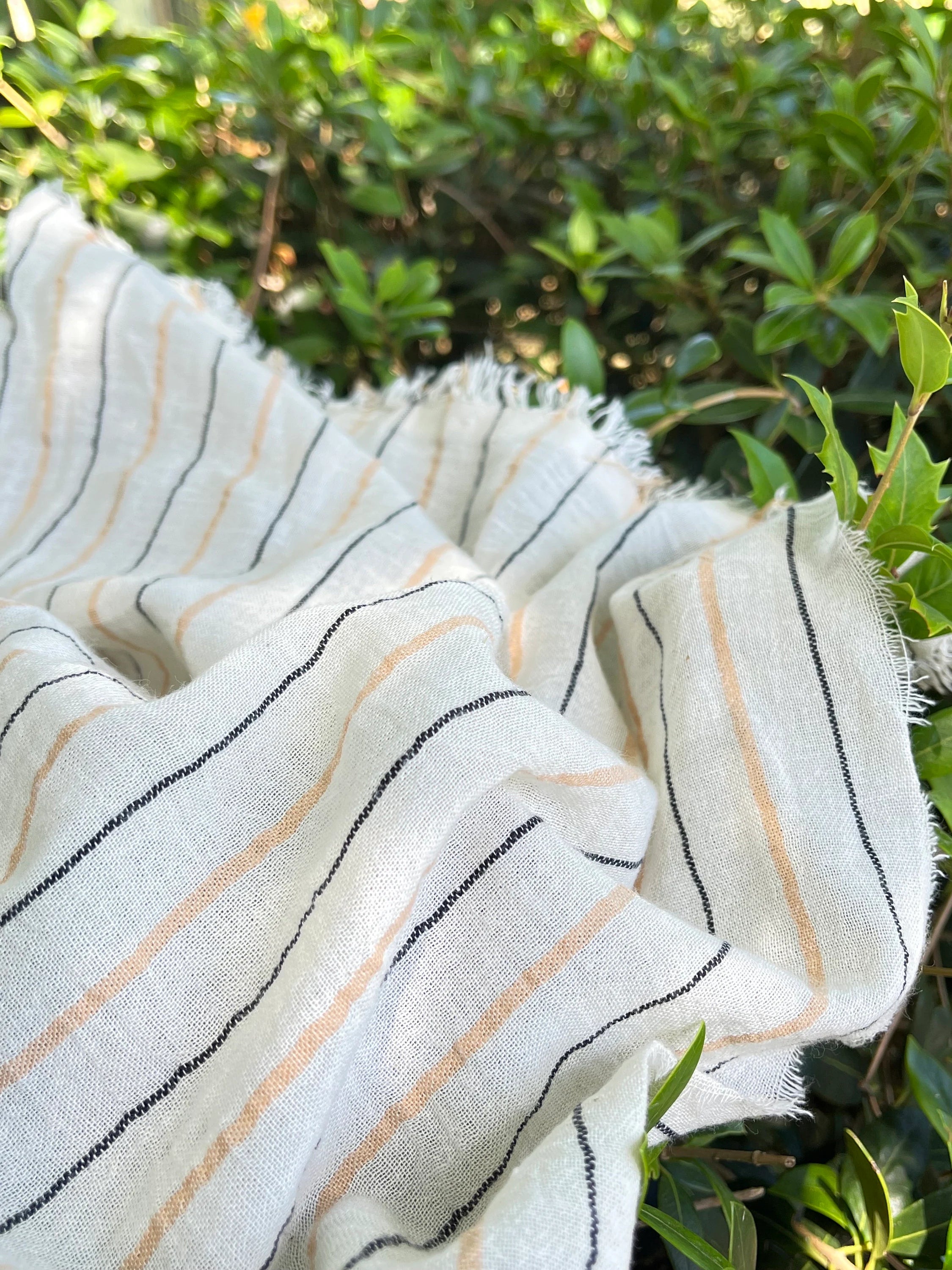 Striped Cotton - Unbleached Lightweight Natural.