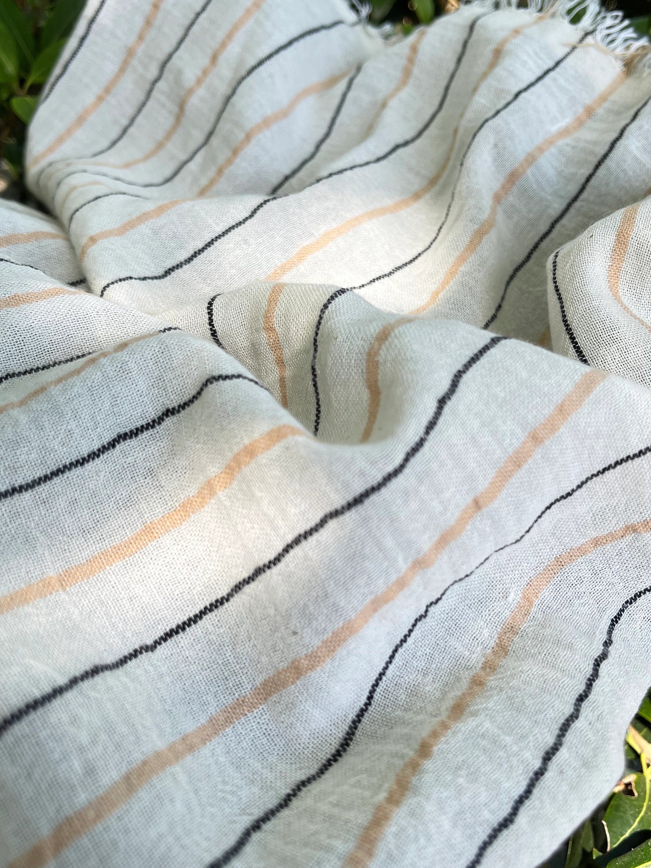 Striped Cotton - Unbleached Lightweight Natural.