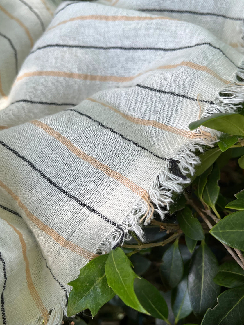 Striped Cotton - Unbleached Lightweight Natural.