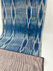 Ikat Silver Blue Striped Silk Home Textile Interior Fabrics Moire, Watermark Pattern.