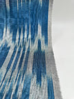 Ikat Silver Blue Striped Silk Home Textile Interior Fabrics Moire, Watermark Pattern.