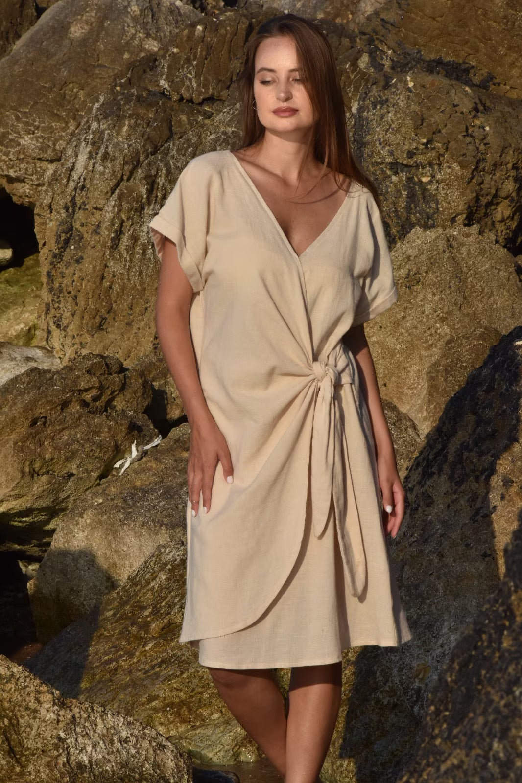 Neutral Unbleached Linen Organic Cotton Blended Fabric By The Meter.